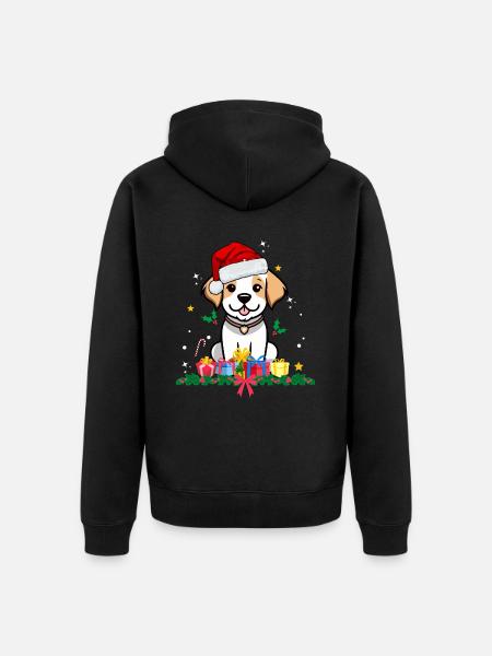 Hund Weihnachten. Weihnachtsgeschenk - Unisex Premium Bio Zip Hoodie - Schwarz