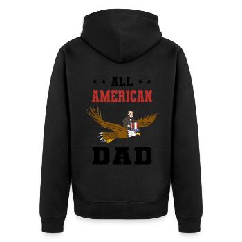 USA Flagge | Patriot Patriotismus Amerika Geschenk - Unisex Premium Bio Zip Hoodie - Schwarz - Hinten - Nico (187cm)