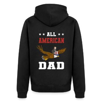 USA Flagge | Patriot Patriotismus Amerika Geschenk - Unisex Premium Bio Zip Hoodie - Schwarz - Hinten - Nico (187cm)