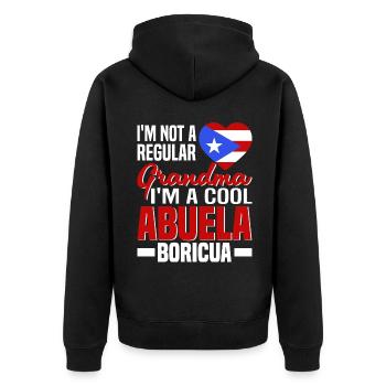 Puerto Rico Flagge | Puerto Ricaner Geschenkideen - Unisex Premium Bio Zip Hoodie - Schwarz - Hinten - Nico (187cm)