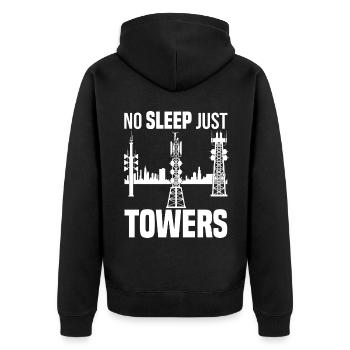Industrieklettern | Industriekletterer Geschenk - Unisex Premium Bio Zip Hoodie - Schwarz - Hinten - Nico (187cm)