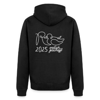 Rente Ente 2025 - Ruhestand - Rentnerin - Unisex Premium Bio Zip Hoodie - Schwarz - Hinten - Nico (187cm)