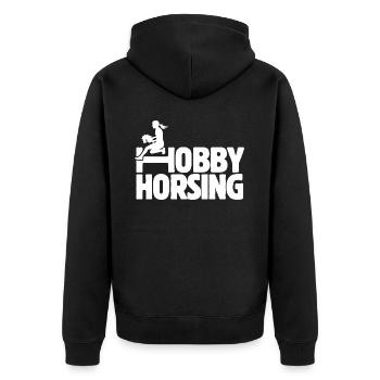 Hobby Horsing - Hobby Cheval - Equitation - Cadeau - Veste à capuche bio Premium Unisexe - noir - Dos - Nico (187cm)