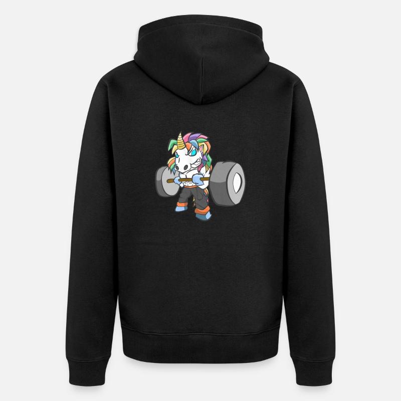 Einhorn Krafttraining - Unisex Premium Bio Zip Hoodie - Schwarz
