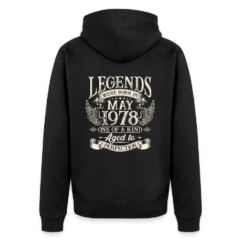 Les légendes sont nées en mai 1978 - Veste à capuche bio Premium Unisexe - noir - Dos - Nico (187cm)