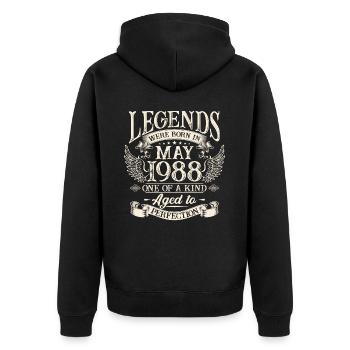 Les légendes sont nées en mai 1988 - Veste à capuche bio Premium Unisexe - noir - Dos - Nico (187cm)