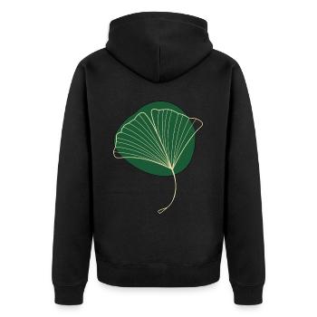 Ginkgo - Unisex Premium Organic Zip Hoodie - black - Back - Nico (187cm)