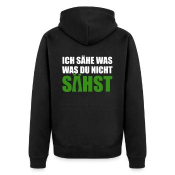 Cannabis, Ich sähe was was du nicht sähst, Hanf - Unisex Premium Bio Zip Hoodie - Schwarz - Hinten - Nico (187cm)