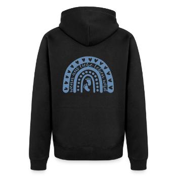 Wenn aus Liebe Leben wird - Baby - schwanger - Unisex Premium Bio Zip Hoodie - Schwarz - Hinten - Nico (187cm)