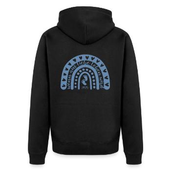 Wenn aus Liebe Leben wird Baby 2025 schwanger - Unisex Premium Bio Zip Hoodie - Schwarz - Hinten - Nico (187cm)