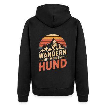 Wandern mit meinem Hund - Unisex Premium Bio Zip Hoodie - Schwarz - Hinten - Nico (187cm)