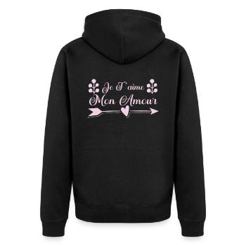 Je t'aime mon amour. cadeau saint valentin. couple - Veste à capuche bio Premium Unisexe - noir - Dos - Nico (187cm)