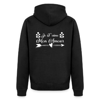 Je t'aime mon amour. cadeau saint valentin. couple - Veste à capuche bio Premium Unisexe - noir - Dos - Nico (187cm)