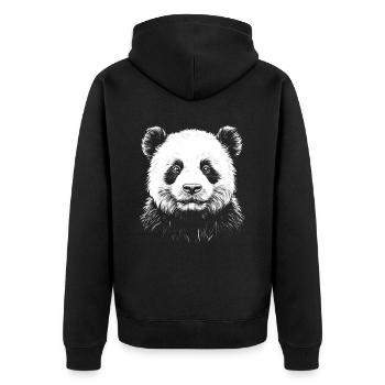 Panda Portrait Pandabär Bär Tier Tiere - Unisex Premium Bio Zip Hoodie - Schwarz - Hinten - Nico (187cm)