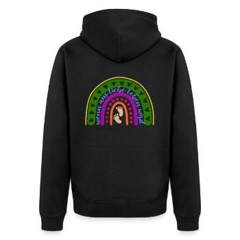Wenn aus Liebe Leben wird - Baby - schwanger - Unisex Premium Bio Zip Hoodie - Schwarz - Hinten - Nico (187cm)