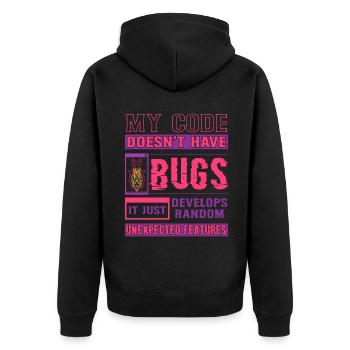 Developer My Code Has No Bugs Funny Coding - Unisex Premium Organic Zip Hoodie - black - Back - Nico (187cm)