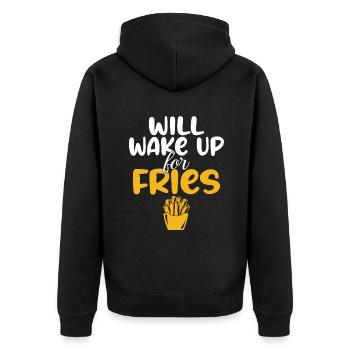 French Fries Lover Fast Food Gifts - Unisex Premium Organic Zip Hoodie - black - Back - Nico (187cm)