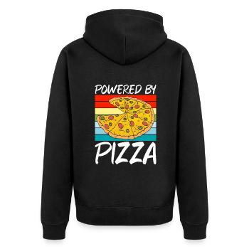 Snack Pizzalove Pizza Lover Geschenk - Unisex Premium Bio Zip Hoodie - Schwarz - Hinten - Nico (187cm)