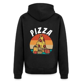 Snack Pizzalove Pizza Lover Geschenk - Unisex Premium Bio Zip Hoodie - Schwarz - Hinten - Nico (187cm)