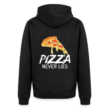 Snack Pizzalove Pizza Lover Geschenk - Unisex Premium Bio Zip Hoodie - Schwarz - Hinten - Nico (187cm)