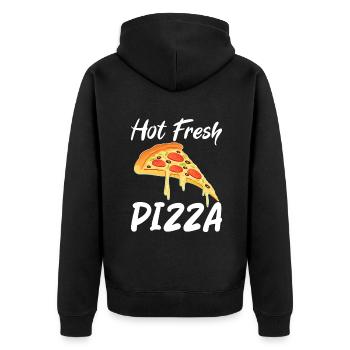 Snack Pizzalove Pizza Lover Geschenk - Unisex Premium Bio Zip Hoodie - Schwarz - Hinten - Nico (187cm)