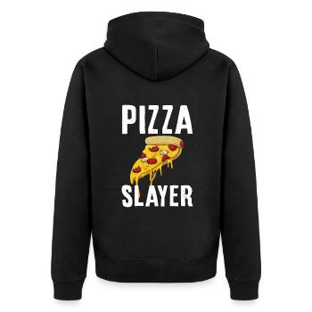 Snack Pizzalove Pizza Lover Geschenk - Unisex Premium Bio Zip Hoodie - Schwarz - Hinten - Nico (187cm)