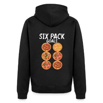 Snack Pizzalove Pizza Lover Geschenk - Unisex Premium Bio Zip Hoodie - Schwarz - Hinten - Nico (187cm)