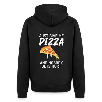 Snack Pizzalove Pizza Lover Gift - Unisex Premium Organic Zip Hoodie - black - Back - Nico (187cm)