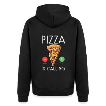 Snack Pizzalove Pizza Lover Geschenk - Unisex Premium Bio Zip Hoodie - Schwarz - Hinten - Nico (187cm)
