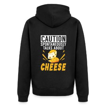 Snack Cheese Lover Cheese Gift - Unisex Premium Organic Zip Hoodie - black - Back - Nico (187cm)