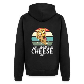 Snack Cheese Lover Cheese Gift - Unisex Premium Organic Zip Hoodie - black - Back - Nico (187cm)