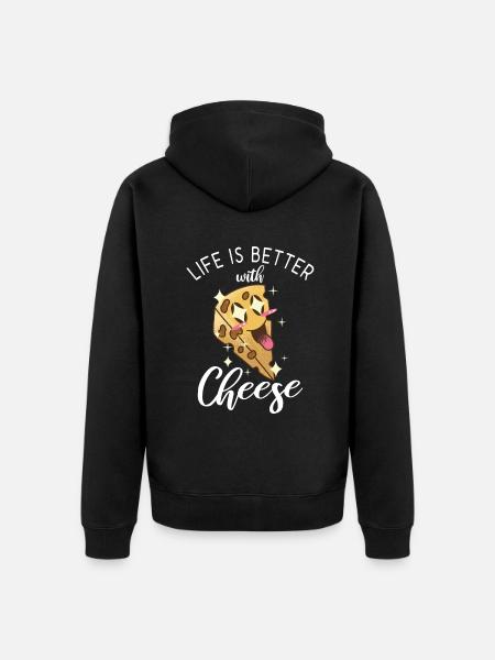 Snack Cheese Lover Cheese Gift - Unisex Premium Organic Zip Hoodie - black