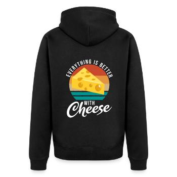Snack Käse Liebhaber Käse Geschenk - Unisex Premium Bio Zip Hoodie - Schwarz - Hinten - Nico (187cm)