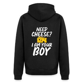 Snack Cheese Lover Cheese Gift - Unisex Premium Organic Zip Hoodie - black - Back - Nico (187cm)