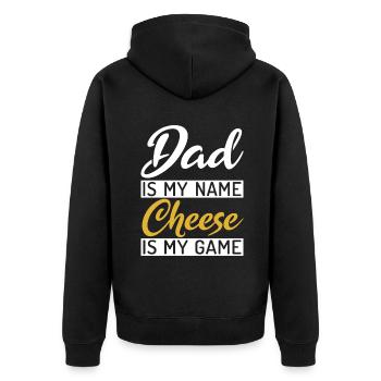 Snack Käse Liebhaber Käse Geschenk - Unisex Premium Bio Zip Hoodie - Schwarz - Hinten - Nico (187cm)