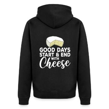 Snack Käse Liebhaber Käse Geschenk - Unisex Premium Bio Zip Hoodie - Schwarz - Hinten - Nico (187cm)