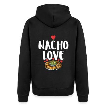 Nacho Lover Nacho Geschenk Mexikanisches Essen - Unisex Premium Bio Zip Hoodie - Schwarz - Hinten - Nico (187cm)