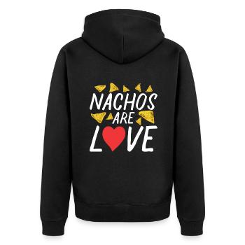 Nacho Lover Nacho Geschenk Mexikanisches Essen - Unisex Premium Bio Zip Hoodie - Schwarz - Hinten - Nico (187cm)