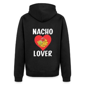Nacho Lover Nacho Geschenk Mexikanisches Essen - Unisex Premium Bio Zip Hoodie - Schwarz - Hinten - Nico (187cm)