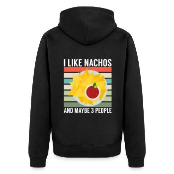 Nacho Lover Nacho Geschenk Mexikanisches Essen - Unisex Premium Bio Zip Hoodie - Schwarz - Hinten - Nico (187cm)