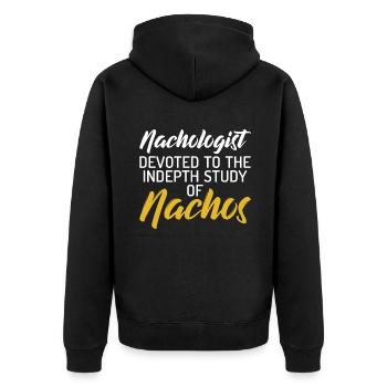 Nacho Lover Nacho Geschenk Mexikanisches Essen - Unisex Premium Bio Zip Hoodie - Schwarz - Hinten - Nico (187cm)