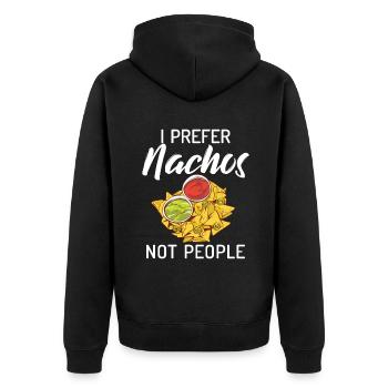 Nacho Lover Nacho Geschenk Mexikanisches Essen - Unisex Premium Bio Zip Hoodie - Schwarz - Hinten - Nico (187cm)