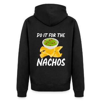 Nacho Lover Nacho Geschenk Mexikanisches Essen - Unisex Premium Bio Zip Hoodie - Schwarz - Hinten - Nico (187cm)