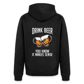 Beer Drinker Beer Gifts - Unisex Premium Organic Zip Hoodie - black - Back - Nico (187cm)