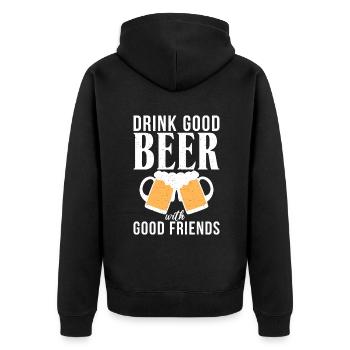 Beer Drinker Beer Gifts - Unisex Premium Organic Zip Hoodie - black - Back - Nico (187cm)