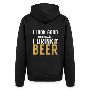 Beer Drinker Beer Gifts - Unisex Premium Organic Zip Hoodie - black - Back - Nico (187cm)