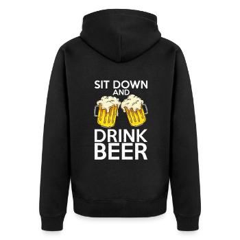 Beer Drinker Beer Gifts - Unisex Premium Organic Zip Hoodie - black - Back - Nico (187cm)
