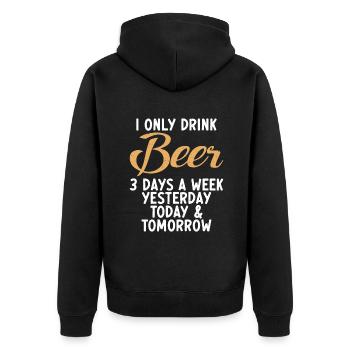 Beer Drinker Beer Gifts - Unisex Premium Organic Zip Hoodie - black - Back - Nico (187cm)