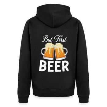 Beer Drinker Beer Gifts - Unisex Premium Organic Zip Hoodie - black - Back - Nico (187cm)