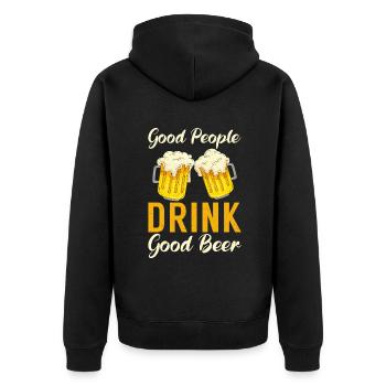 Beer Drinker Beer Gifts - Unisex Premium Organic Zip Hoodie - black - Back - Nico (187cm)